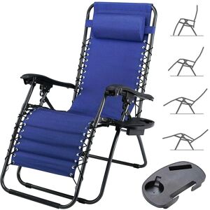 Chaise de Jardin Gravita Zero Bakaji avec Plateau Bleu - Publicité Chaise de Jardin Gravita Zero Bakaji avec Plateau Bleu - Publicité