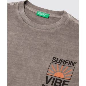 Benetton Barnens Grå Bomulls T-shirt med Tryck Benetton Barnens Grå Bomulls T-shirt med Tryck