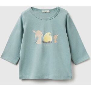 Benetton Kids Aqua Cotton T-shirt with Print - Kids Benetton Kids Aqua Cotton T-shirt with Print - Kids