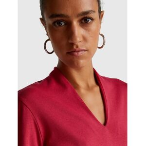 Benetton Long Fiber Cotton Burgundy Slim Fit T-shirt - Women Benetton Long Fiber Cotton Burgundy Slim Fit T-shirt - Women