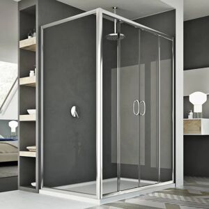 Idralite - Mampara de ducha rectangular con vidrio transparente - 185cm - Replay Duo 2 Hojas Idralite - Mampara de ducha rectangular con vidrio transparente - 185cm - Replay Duo 2 Hojas