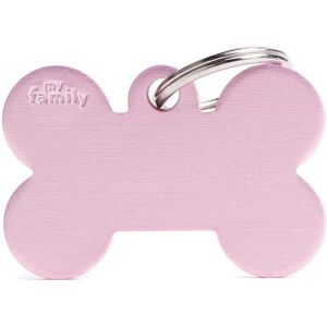 Targa osso rosa piccola My Family - Medaglietta per animali Targa osso rosa piccola My Family - Medaglietta per animali