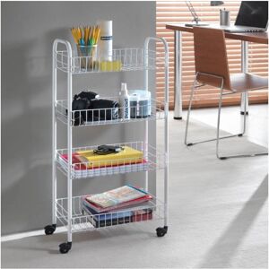 Trade Shop Traesio Carrito de Almacenamiento Blanco - 4 Estantes, 30x40x77cm Trade Shop Traesio Carrito de Almacenamiento Blanco - 4 Estantes, 30x40x77cm