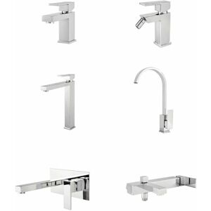 Giorgy - Set rubinetteria bagno moderno squadrato con piletta click clack - Miscelatore cucina Giorgy - Set rubinetteria bagno moderno squadrato con piletta click clack - Miscelatore cucina