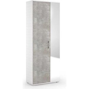 Mueble de almacenaje Kiamami Valentina - Blanco con efecto cemento - Espejo Mueble de almacenaje Kiamami Valentina - Blanco con efecto cemento - Espejo