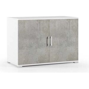 Armario de baño Kiamami Valentina Blanco con puertas gris cemento Armario de baño Kiamami Valentina Blanco con puertas gris cemento