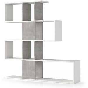 Estantería Divisoria de Madera Blanca con Efecto Cemento - Kiamami Valentina Estantería Divisoria de Madera Blanca con Efecto Cemento - Kiamami Valentina