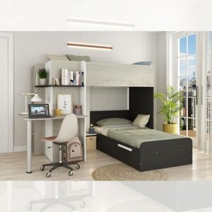 IPERBRIKO Cama en loft con escritorio - Ahorro de espacio, Seguridad, Melamina IPERBRIKO Cama en loft con escritorio - Ahorro de espacio, Seguridad, Melamina