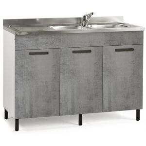 Mueble de cocina gris cemento Webmarketpoint - 3 puertas reversibles - 120x50xH 85 Mueble de cocina gris cemento Webmarketpoint - 3 puertas reversibles - 120x50xH 85