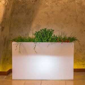 TEKCNOPLAST Maceta con Luz Blanca - Jardinera Rectangular de Resina TEKCNOPLAST Maceta con Luz Blanca - Jardinera Rectangular de Resina