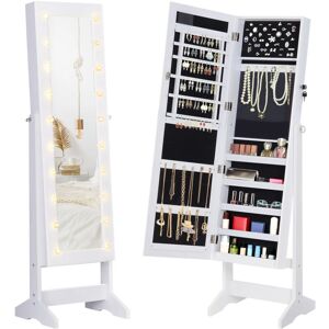 Homcom Armadio Portagioie Bianco con 20 Luci LED - 40x37x146 cm Homcom Armadio Portagioie Bianco con 20 Luci LED - 40x37x146 cm