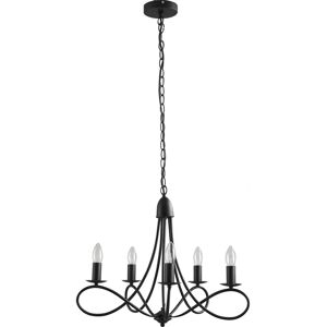 Lampadario vintage regolabile in acciaio nero Homcom - 58cm Lampadario vintage regolabile in acciaio nero Homcom - 58cm