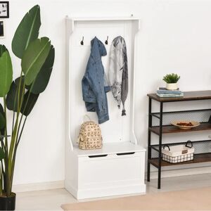 Mobili ingresso HOMCOM - 3 in 1: appendiabiti, panca e contenitore - Bianco Mobili ingresso HOMCOM - 3 in 1: appendiabiti, panca e contenitore - Bianco
