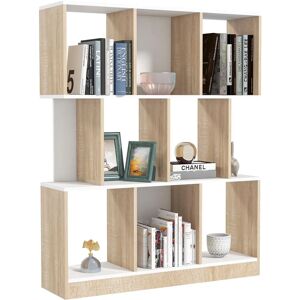 Libreria a Parete HOMCOM con 8 Ripiani - Design Moderno - Bianco & Rovere Libreria a Parete HOMCOM con 8 Ripiani - Design Moderno - Bianco & Rovere