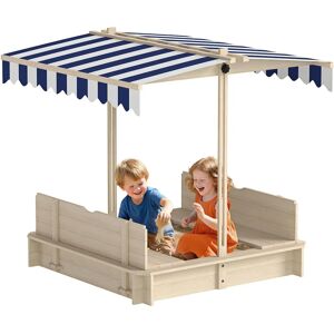 Cassa di Sabbia per Bambini Outsunny in Legno di Cedro con Tettuccio - 106x106x121cm - Bianco e Blu Cassa di Sabbia per Bambini Outsunny in Legno di Cedro con Tettuccio - 106x106x121cm - Bianco e Blu