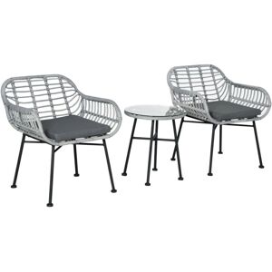Set Mobili da Giardino Outsunny - Grigio - Salotto Esterno 3 Pezzi Set Mobili da Giardino Outsunny - Grigio - Salotto Esterno 3 Pezzi