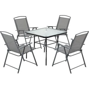 Set da Giardino Outsunny - Tavolo e Sedie 5 Pezzi, Nero Set da Giardino Outsunny - Tavolo e Sedie 5 Pezzi, Nero