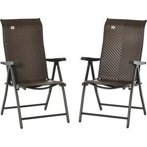 Set Sedie da Giardino Outsunny - Regolabile, Pieghevole, Acciaio & Rattan Set Sedie da Giardino Outsunny - Regolabile, Pieghevole, Acciaio & Rattan