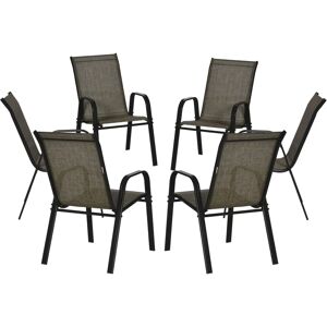 Set di 6 Sedie da Giardino Outsunny Metallo Tessuto Traspirante Set di 6 Sedie da Giardino Outsunny Metallo Tessuto Traspirante