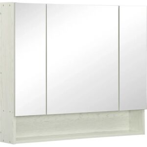 Armadio a specchio per bagno Kleankin bianco con mensole regolabili - Spazio bagno Armadio a specchio per bagno Kleankin bianco con mensole regolabili - Spazio bagno