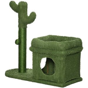 Albero per Gatti Pawhut Cactus con Letto, Casetta, Palo Sisal - 68x30x67cm Albero per Gatti Pawhut Cactus con Letto, Casetta, Palo Sisal - 68x30x67cm