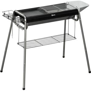 Barbecue a Carbone Outsunny Portatile con Griglia e Piastra - 96x61x72cm Barbecue a Carbone Outsunny Portatile con Griglia e Piastra - 96x61x72cm