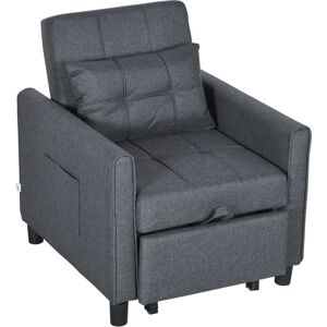 Homcom Poltrona Letto Grigia - Salvaspazio, Reclinabile, Cuscino Extra Homcom Poltrona Letto Grigia - Salvaspazio, Reclinabile, Cuscino Extra