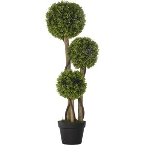 HOMCOM Albero di bosso artificiale 3 sfere con vaso - Interno Esterno HOMCOM Albero di bosso artificiale 3 sfere con vaso - Interno Esterno