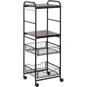 Homcom Carrello da Cucina - Risparmio Spazio, 2 Cesti, Ripiani in Legno Homcom Carrello da Cucina - Risparmio Spazio, 2 Cesti, Ripiani in Legno