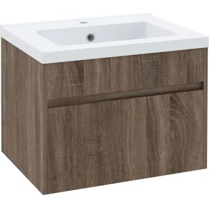 Kleankin - 60cm Mobile Lavabo - Marrone Chiaro - Lavabo in Ceramica - Mobile Bagno Kleankin - 60cm Mobile Lavabo - Marrone Chiaro - Lavabo in Ceramica - Mobile Bagno