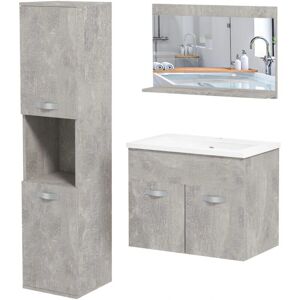 Set bagno Kleankin - Lavabo in ceramica 60cm, Grigio Set bagno Kleankin - Lavabo in ceramica 60cm, Grigio
