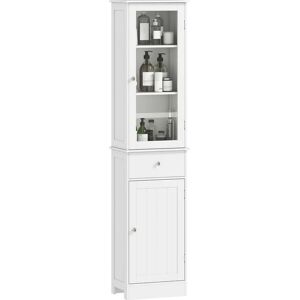 Kleankin Mobile bagno verticale bianco con mensole e cassetto Kleankin Mobile bagno verticale bianco con mensole e cassetto