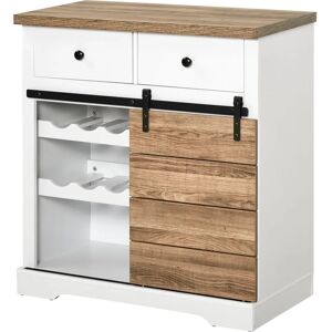 Homcom Credenza Rustica da Cucina - 80x39x86 cm, 2 Cassetti, Portabottiglie Homcom Credenza Rustica da Cucina - 80x39x86 cm, 2 Cassetti, Portabottiglie