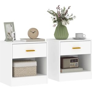 Set di 2 Comodini Moderni in Legno HOMCOM con Cassetto e Ripiano Aperto Set di 2 Comodini Moderni in Legno HOMCOM con Cassetto e Ripiano Aperto