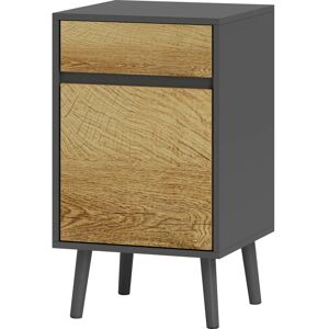 Comodino HOMCOM - Moderno con Cassetto e Armadietto - Grigio scuro & Legno Comodino HOMCOM - Moderno con Cassetto e Armadietto - Grigio scuro & Legno