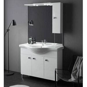 Mueble de baño en cerámica blanca Kiamami Valentina - 105cm - 3 puertas Mueble de baño en cerámica blanca Kiamami Valentina - 105cm - 3 puertas