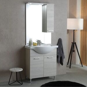 Meuble de salle de bains Kiamami Valentina - Effet Chêne Gris 75cm avec Lavabo et Miroir - Publicité Meuble de salle de bains Kiamami Valentina - Effet Chêne Gris 75cm avec Lavabo et Miroir - Publicité