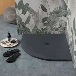 Kiamami Valentina - Plateau de Douche 90x90 - Anthracite - Semi-circulaire Kiamami Valentina - Plateau de Douche 90x90 - Anthracite - Semi-circulaire
