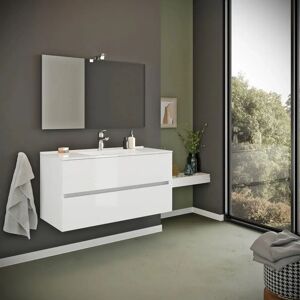 Mueble de baño colgado Kiamami Valentina - 90cm, 2 Cajones, Blanco Brillante Mueble de baño colgado Kiamami Valentina - 90cm, 2 Cajones, Blanco Brillante