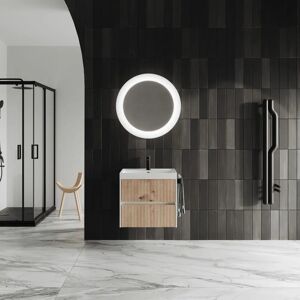Kiamami Valentina - Mueble de Baño Suspendido 60cm Roble Dorado - Espejo LED Kiamami Valentina - Mueble de Baño Suspendido 60cm Roble Dorado - Espejo LED
