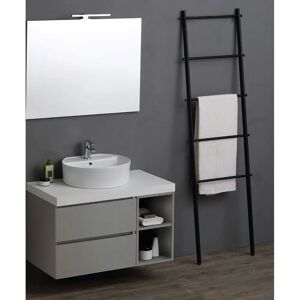 Mueble de baño Kiamami Valentina - 90cm, Perla Gris, con Encimera Blanca y Lavabo de Cerámica Mueble de baño Kiamami Valentina - 90cm, Perla Gris, con Encimera Blanca y Lavabo de Cerámica