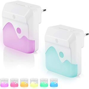 Bakaji 2 Nachtlampen RGB Dimbaar Crepusculair - Nachtlicht Bakaji 2 Nachtlampen RGB Dimbaar Crepusculair - Nachtlicht