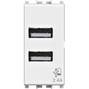 Vimar 4-modul Vit USB Dubbelladdare - Vägguttag Vimar 4-modul Vit USB Dubbelladdare - Vägguttag