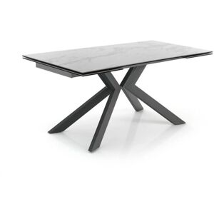 Mesa extensible de cerámica de mármol blanco Oresteluchetta - Para 6-10 personas Mesa extensible de cerámica de mármol blanco Oresteluchetta - Para 6-10 personas