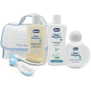 Zestaw do pielęgnacji niemowląt Chicco Baby Moments Blue - Detergent, lotion, woda toaletowa Zestaw do pielęgnacji niemowląt Chicco Baby Moments Blue - Detergent, lotion, woda toaletowa