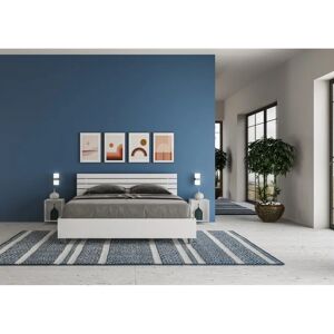 Lit avec Rangement Queen Size Blanc - Tête de lit inclinée - 160x190 cm - Publicité Lit avec Rangement Queen Size Blanc - Tête de lit inclinée - 160x190 cm - Publicité