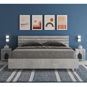 Lit avec rangement 160x190 - Tête de lit inclinée gris béton - ITYHOME - Publicité Lit avec rangement 160x190 - Tête de lit inclinée gris béton - ITYHOME - Publicité