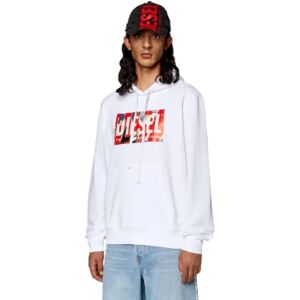 Diesel S-Ginn-Hood-L4 Witte hoodie - Hoodie met capuchon Diesel S-Ginn-Hood-L4 Witte hoodie - Hoodie met capuchon