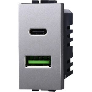 Modulo caricatore USB doppio ETTROIT - Serie Space, Grigio, Modello LG3002 Modulo caricatore USB doppio ETTROIT - Serie Space, Grigio, Modello LG3002