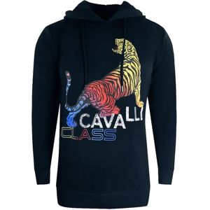 Roberto Cavalli Cavalli Class Bold Tiger Logo Navy Blue Hoodie - Regular Fit Roberto Cavalli Cavalli Class Bold Tiger Logo Navy Blue Hoodie - Regular Fit